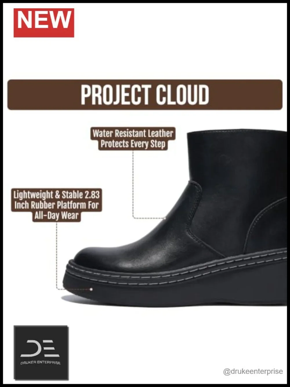 Genuine Leather Platform Ankle Boots Women Combat Boots